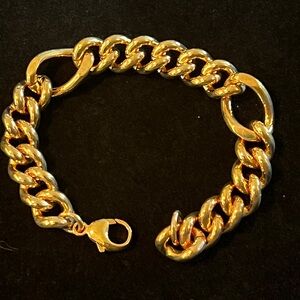 18k Gold plated Chunky Curb Chain Bracelet with Lobster claw by JTV NIB